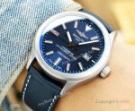 Replica Breitling Avenger Men Watch SS Blue Dial Blue Leather strap